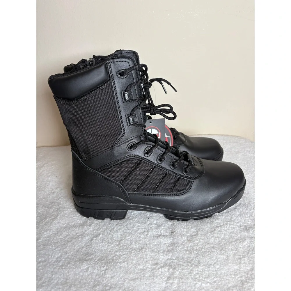 Thowi Tactical Military Boots Mens Black Side Zip Combat Work Boots New size 11